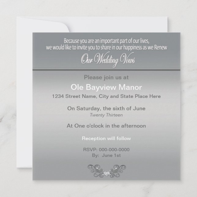 RENEWING WEDDINGS VOWS - INVITATION - SILVER (Back)