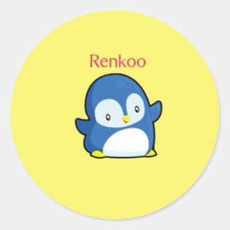 Renkoo Penguin Yellow Classic Round Sticker