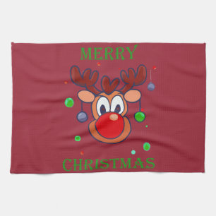 Renne Noël Rudolph - Merry christmas Tea Towel