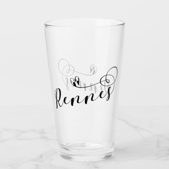 Rennes Flag in Heart, Roazhon Brittany Glass (Front)