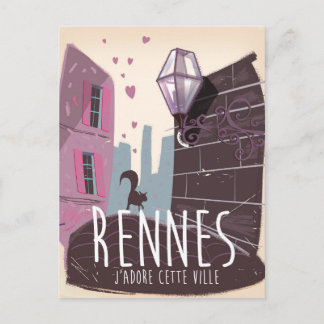 Rennes France city travel poster Postcard