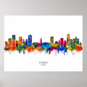 Rennes France Skyline Poster