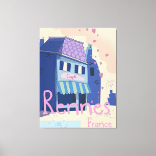 Rennes France vintage cartoon Canvas Print