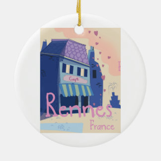 Rennes France vintage cartoon Ceramic Tree Decoration