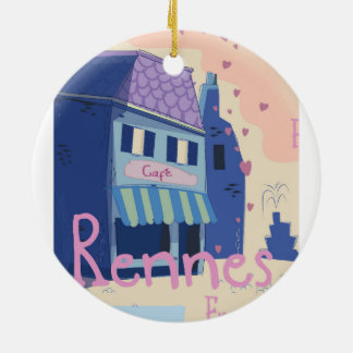 Rennes France vintage cartoon Ceramic Tree Decoration