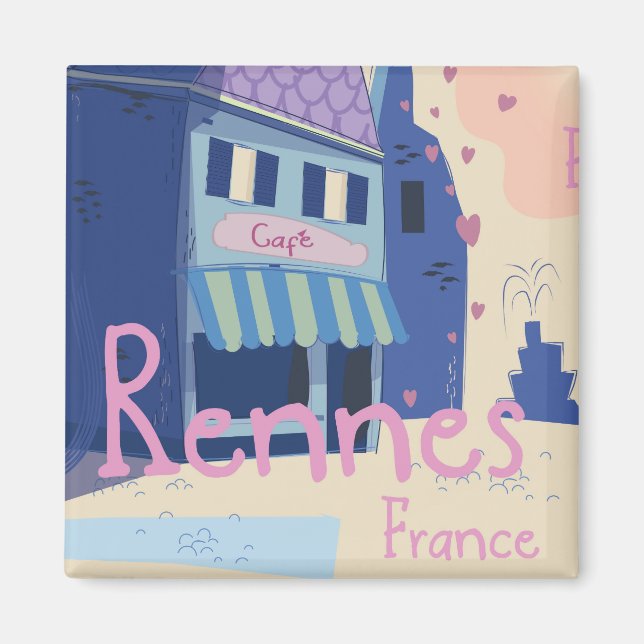 Rennes France vintage cartoon Magnet (Front)
