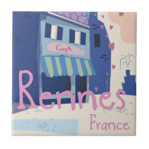 Rennes France vintage cartoon Tile