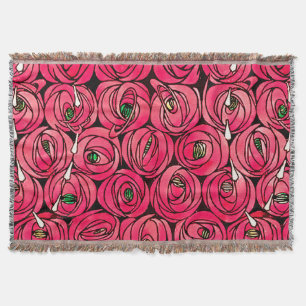 Rennie Mackintosh Rose Art Nouveau Floral Pattern Throw Blanket