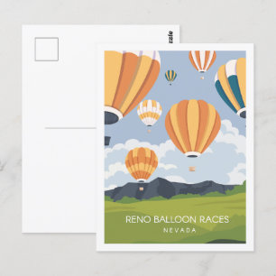 Reno Balloon Race Nevada Travel Place Illustration Postcard