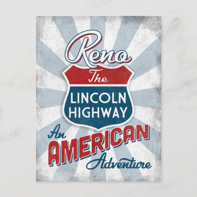 Reno Lincoln Highway Vintage America Nevada Postcard (Front)
