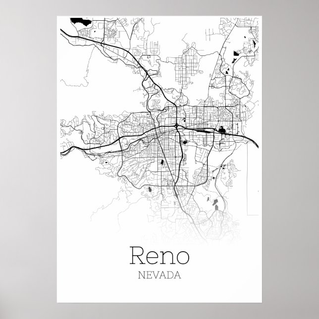 Reno Map - Nevada - City Map Poster (Front)