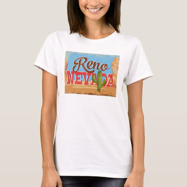 Reno Nevada Cartoon Desert Vintage Travel T-Shirt (Front)