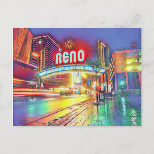Reno Nevada Colourful Virginia Street Postcard