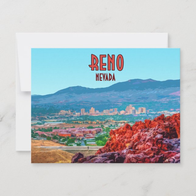 Reno Nevada Downtown Vintage Flat Card (Front)