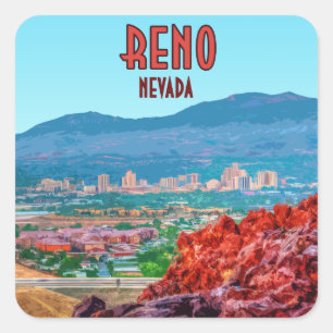 Reno Nevada Downtown Vintage Square Sticker