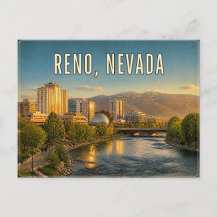 Reno Nevada Postcard with Skyline