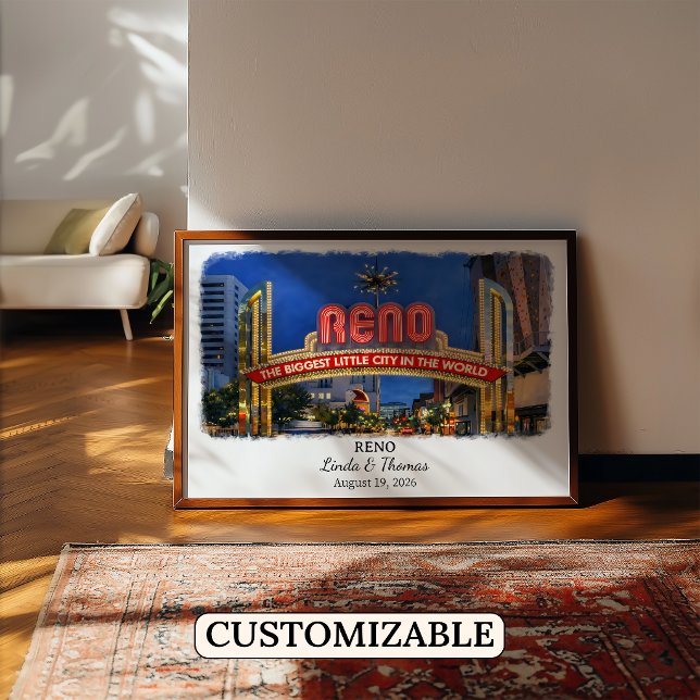 Reno Nevada Poster, Watercolor, Custom Poster (Creator Uploaded)