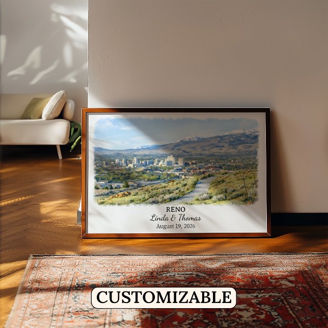 Reno Nevada Poster, Watercolor, Custom Poster (Creator Uploaded)