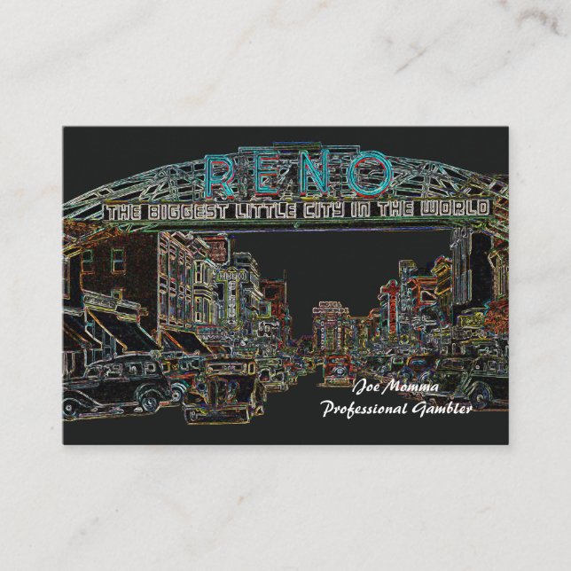 Reno Nevada Professional Gambler or Any Profession Calling Card (Front)