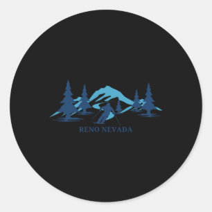 Reno Nevada Ski Resort Skiing Skier Classic Round Sticker