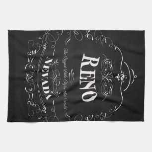 Reno, Nevada - The Biggest Little City Tea Towel
