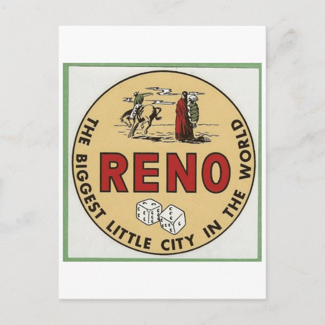 RENO NEVADA TRAVEL POSTCARD (Front)