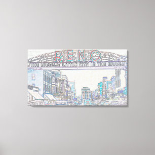 RENO NEVADA VINTAGE COLORFUL Neon Art Canvas Print