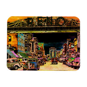 RENO NEVADA VINTAGE COLORFUL WATERCOLOR ART MAGNET
