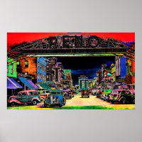 RENO NEVADA VINTAGE COLORFUL WATERCOLOR ART