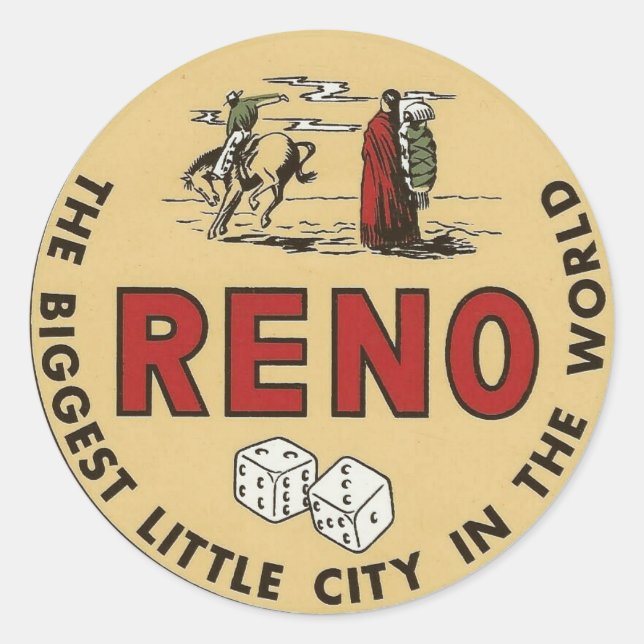 Reno Nevada vintage travel Classic Round Sticker (Front)