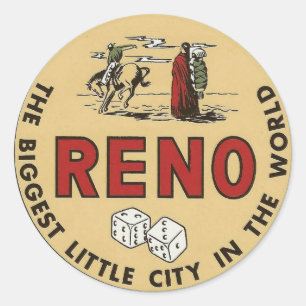 Reno Nevada vintage travel Classic Round Sticker
