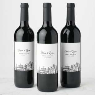 Reno Nevada Wedding Personalised Wine Label