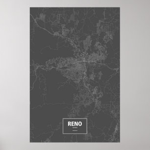 Reno, Nevada (white on black) Poster