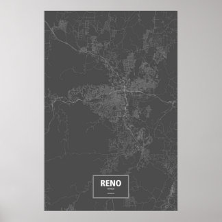Reno, Nevada (white on black) Poster
