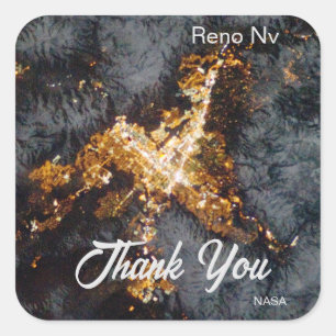 Reno NV at Night, NASA ISS Space Photo Square Sticker
