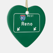 Reno, NV Road Sign Ceramic Tree Decoration (Right)