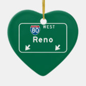 Reno, NV Road Sign Ceramic Tree Decoration (Front)