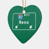 Reno, NV Road Sign Ceramic Tree Decoration (Left)
