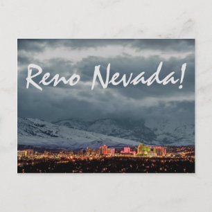 Reno Skyline at Night Postcard