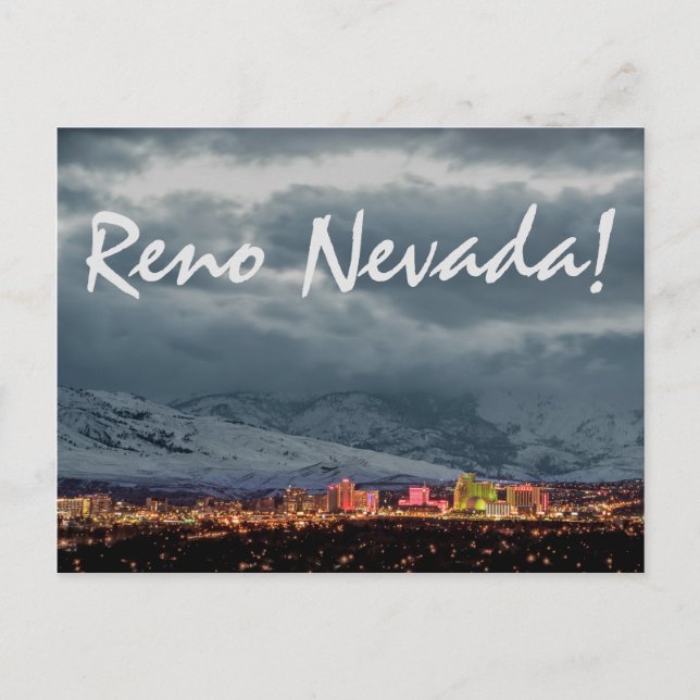 Reno Skyline at Night Postcard (Front)