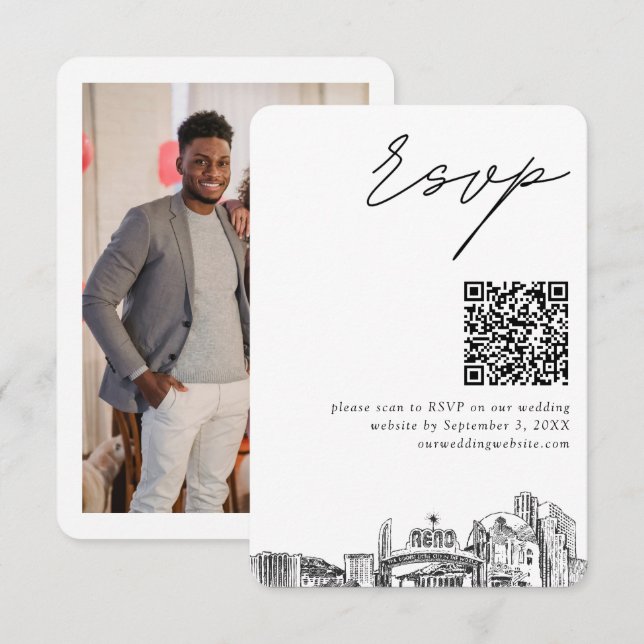 Reno Wedding RSVP QR Code Small Enclosure Card (Front/Back)