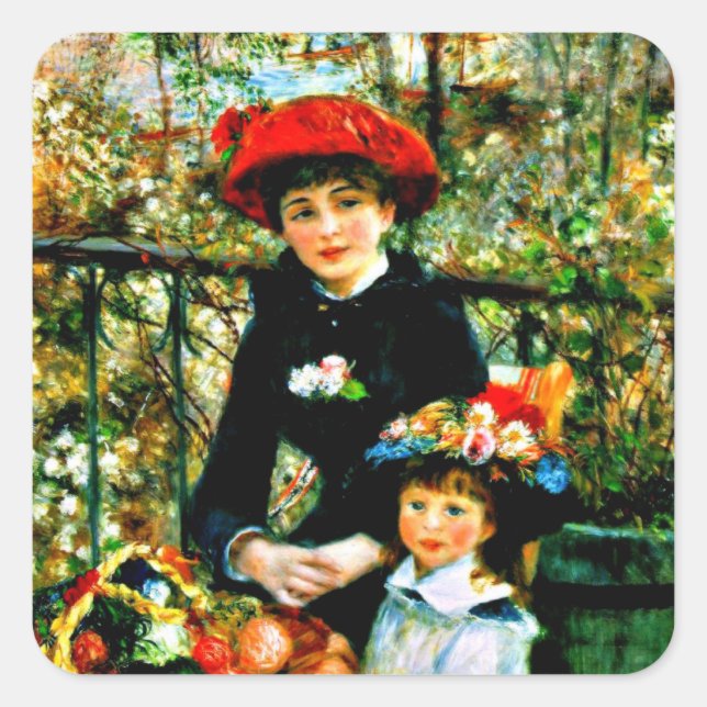 Renoir art: Two Sisters on the Terrace Square Sticker (Front)