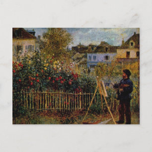 Renoir Claude Monet Painting in His Garden at Arge Postcard