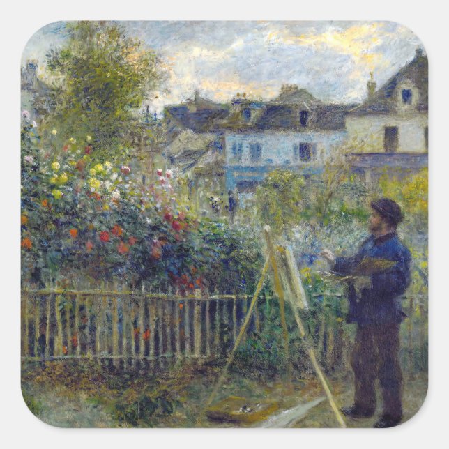 Renoir - Claude Monet Painting in his Garden Square Sticker (Front)