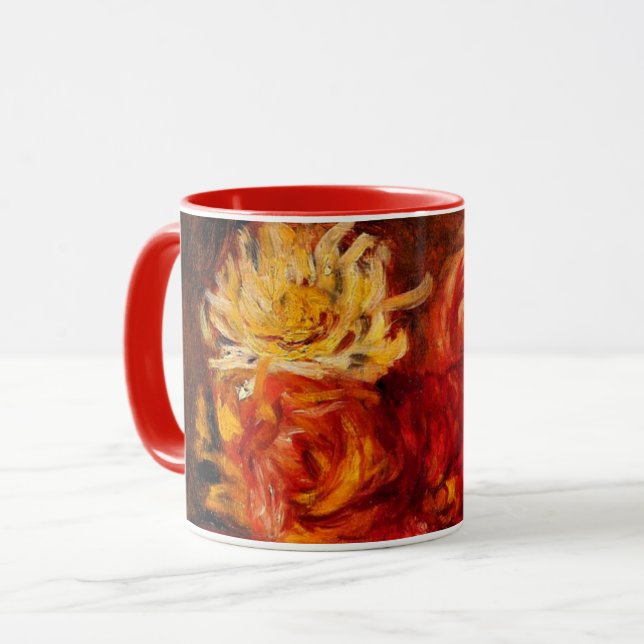 Renoir - Dahlias, fine art painting, Mug (Front Left)