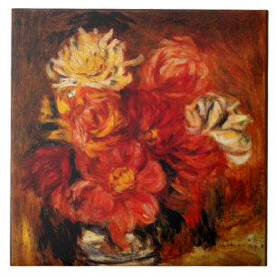 Renoir - Dahlias, fine art painting, Tile
