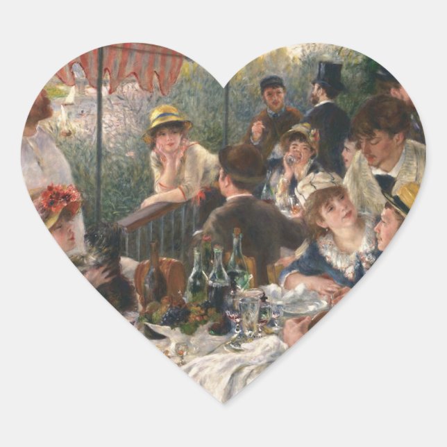 Renoir French Luncheon Boating Party Heart Sticker (Front)