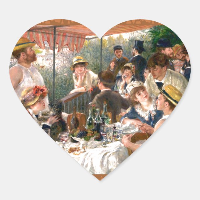 Renoir French Luncheon Boating Party Heart Sticker (Front)