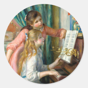 Renoir Girls at the Piano Impressionism Painting Classic Round Sticker