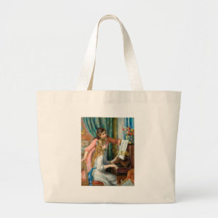 Renoir Girls at the Piano Impressionism Painting Large Tote Bag